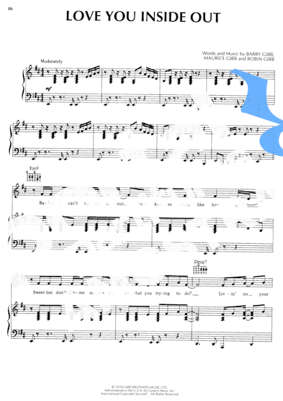 Bee Gees Love You Inside Out partitura para Piano