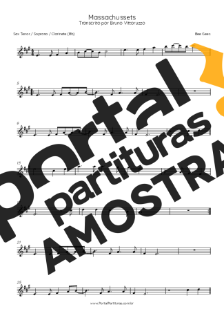 Bee Gees Massachusets partitura para Saxofone Tenor Soprano (Bb)