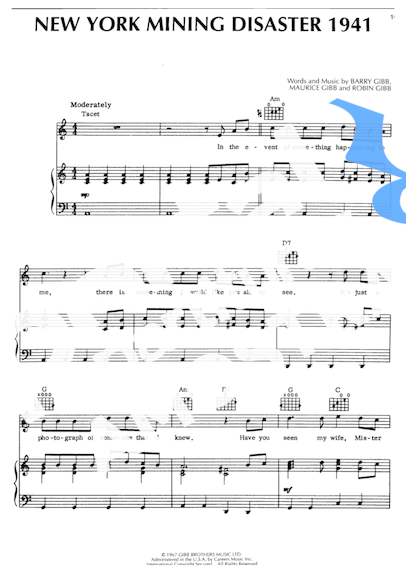 Bee Gees  partitura para Piano