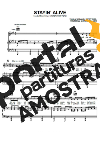 Bee Gees Stayin  Alive partitura para Piano