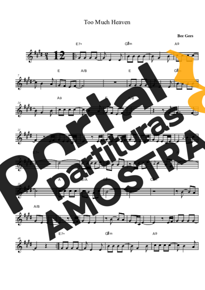 Bee Gees Too Much Heaven partitura para Saxofone Tenor Soprano (Bb)
