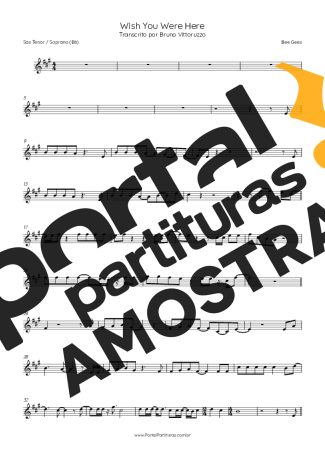 Bee Gees Wish You Were Here partitura para Saxofone Tenor Soprano (Bb)