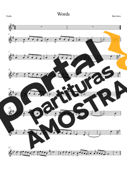 Bee Gees Words partitura para Violino