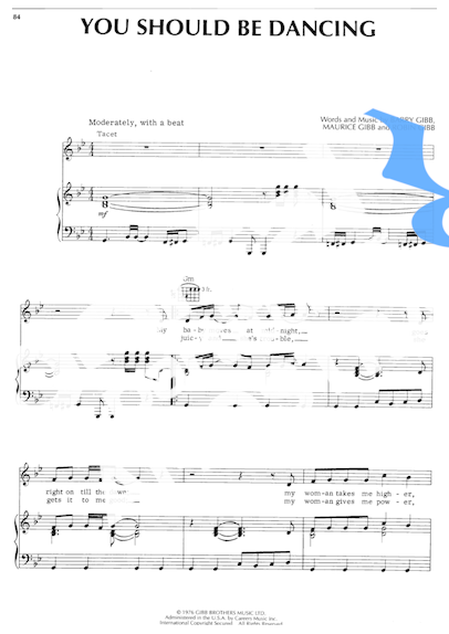 Bee Gees You Should Be Dancing partitura para Piano