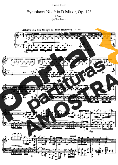 Beethoven 9th Symphony partitura para Piano