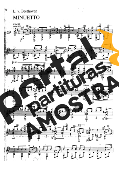 Beethoven Minuetto In G partitura para Violão