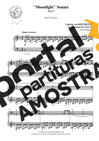 Beethoven Moonlight Sonata partitura para Piano