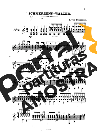 Beethoven Schmerzens Walzer partitura para Violão