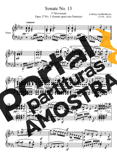 Beethoven Sonata No 13 1st Movement partitura para Piano