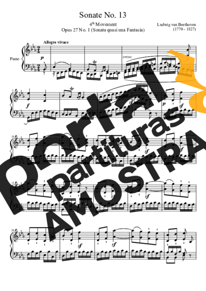 Beethoven  partitura para Piano
