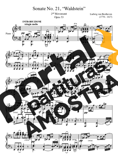 Beethoven Sonata No 21 Waldstein 2nd Movement partitura para Piano