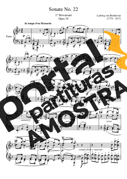 Beethoven Sonata No 22 1st Movement partitura para Piano