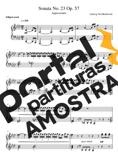 Beethoven Sonata No 23 Op 57 Appassionata partitura para Piano