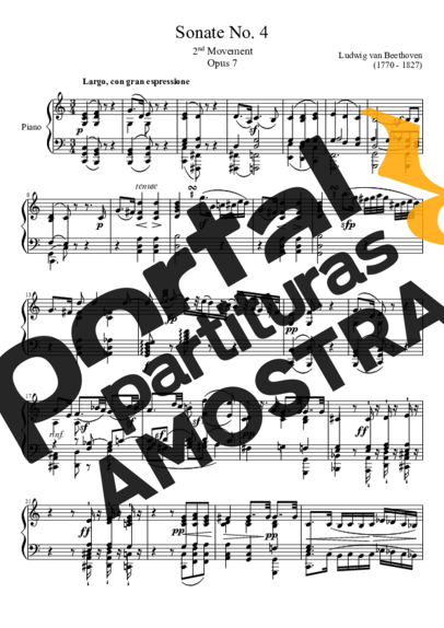 Beethoven Sonata No 4 2nd Movement partitura para Piano