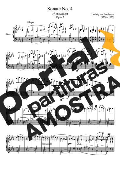 Beethoven Sonata No 4 3rd Movement partitura para Piano