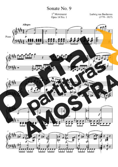 Beethoven Sonata No 9 1st Movement partitura para Piano