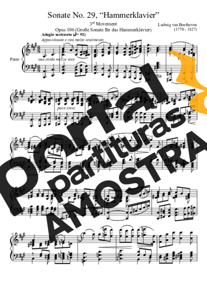 Beethoven Sonata No. 29 Hammerklavier 3rd Movement partitura para Piano