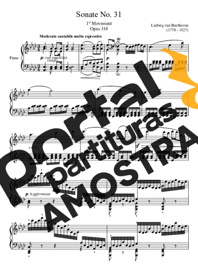 Beethoven Sonata No. 31 1st Movement partitura para Piano