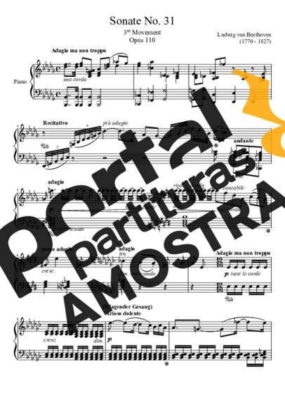 Beethoven Sonata No. 31 3rd Movement partitura para Piano