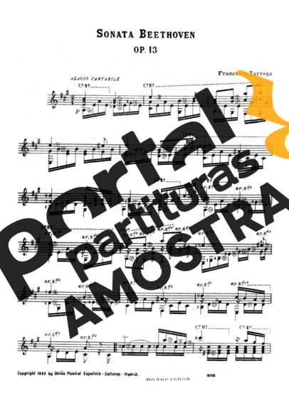 Beethoven Sonata Op 13 partitura para Violão