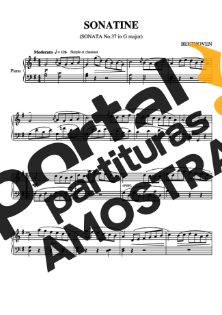 Beethoven Sonatina In G Major partitura para Piano