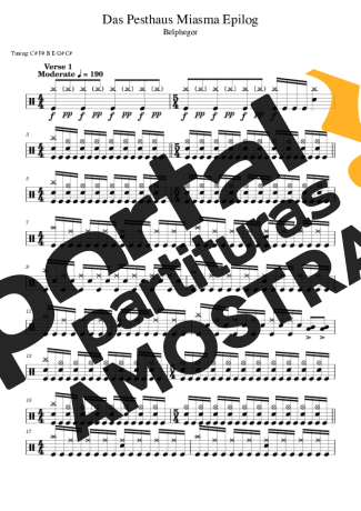 Belphegor Das Pesthaus Miasma Epilog partitura para Bateria