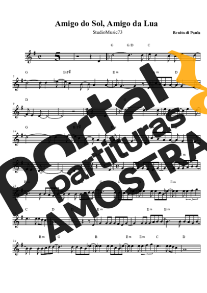 Benito di Paula Amigo do Sol, Amigo da Lua partitura para Saxofone Tenor Soprano (Bb)