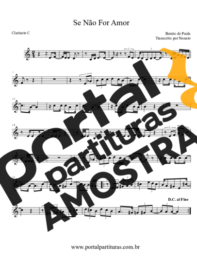Benito di Paula Se Não For Amor partitura para Clarinete (C)