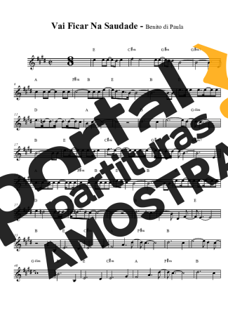 Benito di Paula Vai Ficar Na Saudade partitura para Clarinete (Bb)