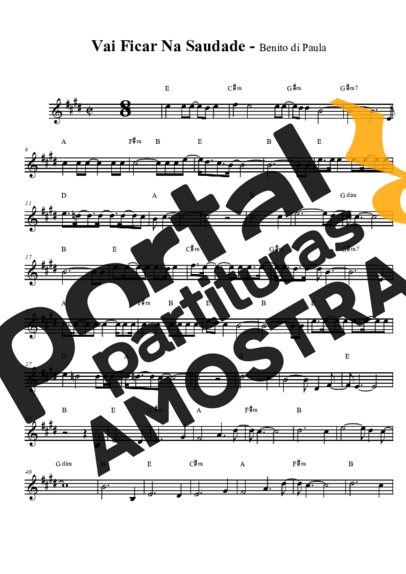 Benito di Paula Vai Ficar na Saudade partitura para Saxofone Tenor Soprano (Bb)