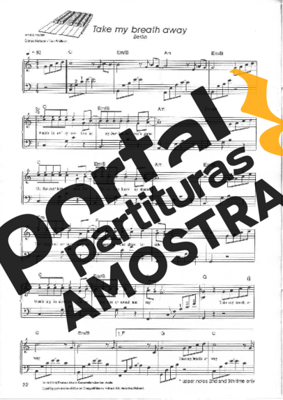 Berlin Take My Breath Away (Tema do Filme Top Gun) partitura para Piano