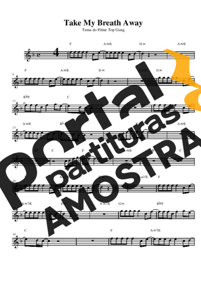 Berlin Take My Breath Away (Tema do Filme Top Gun) partitura para Saxofone Alto (Eb)
