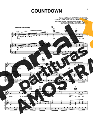 Beyoncé Countdown partitura para Piano