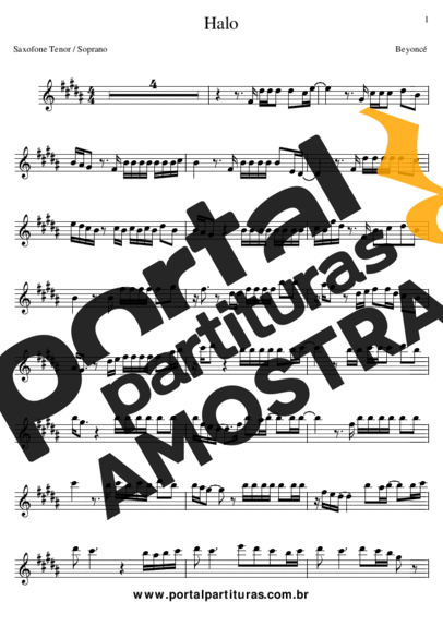 Beyoncé Halo partitura para Saxofone Tenor Soprano (Bb)