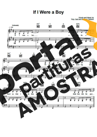 Beyoncé If I Were A Boy partitura para Piano