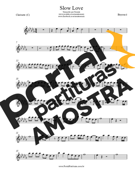 Beyoncé Slow Love partitura para Clarinete (C)
