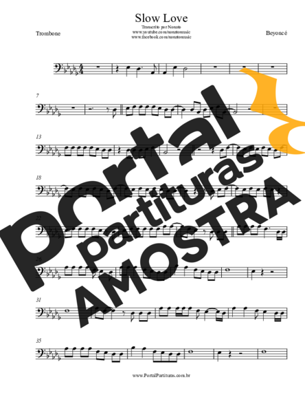 Beyoncé Slow Love partitura para Trombone