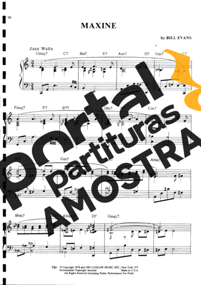 Bill Evans Maxine partitura para Piano