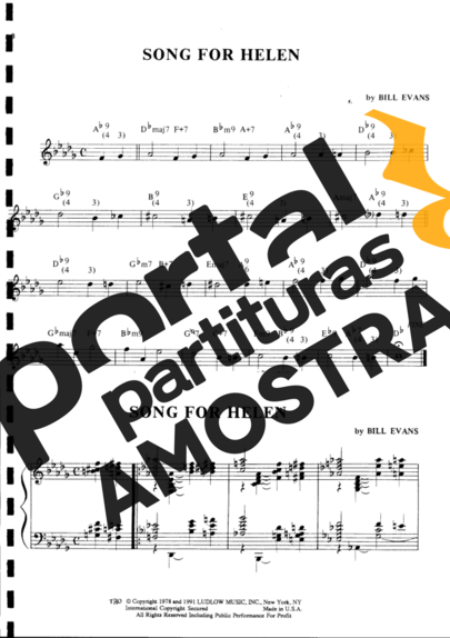 Bill Evans Song For Helen partitura para Piano