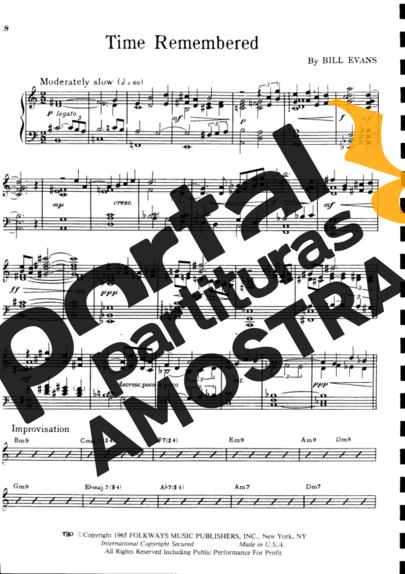 Bill Evans Time Remembered partitura para Piano
