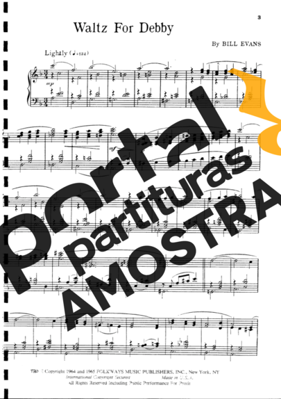 Bill Evans Waltz For Debby partitura para Piano