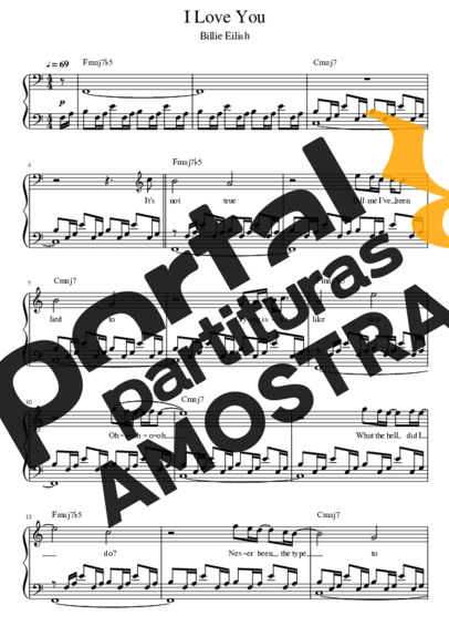 Billie Eilish I Love You partitura para Piano