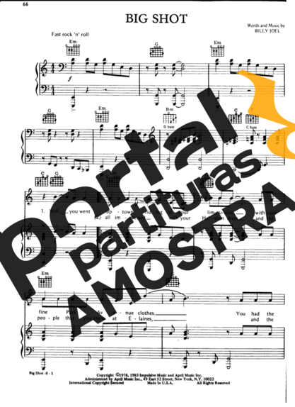 Billy Joel Big Shot partitura para Piano