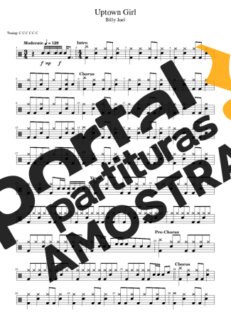 Billy Joel Uptown Girl partitura para Bateria