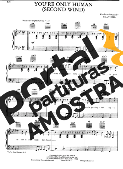 Billy Joel You're Only Human partitura para Piano