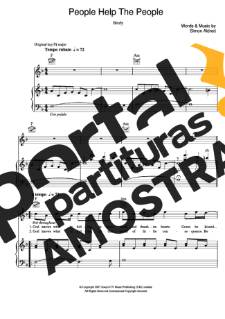 Birdy People Help The People partitura para Piano
