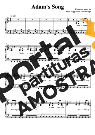 Blink 182 Adams Song partitura para Piano