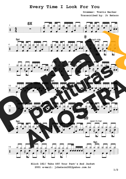 Blink 182  partitura para Bateria