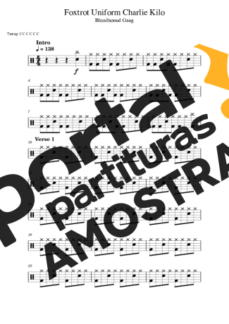 Bloodhound Gang Foxtrot Uniform Charlie Kilo partitura para Bateria