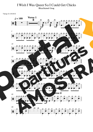 Bloodhound Gang I Wish I Was Queer So I Could Get Chicks partitura para Bateria